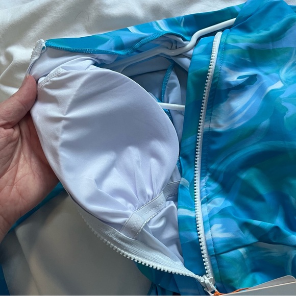 NWT AXESEA Rash Guard Long Sleeve One Piece Swimsuit Zip Bathing Suit Blue 4 - Picture 12 of 12